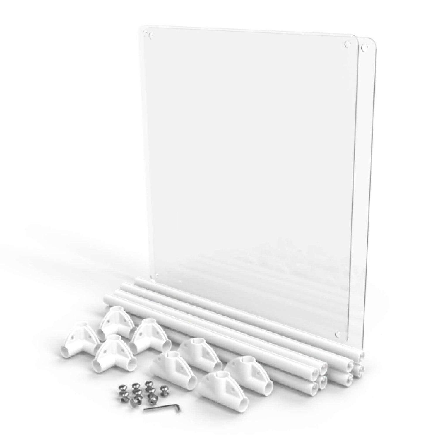 White 27" height Lucidium Pen Universal Add-On Kit included parts