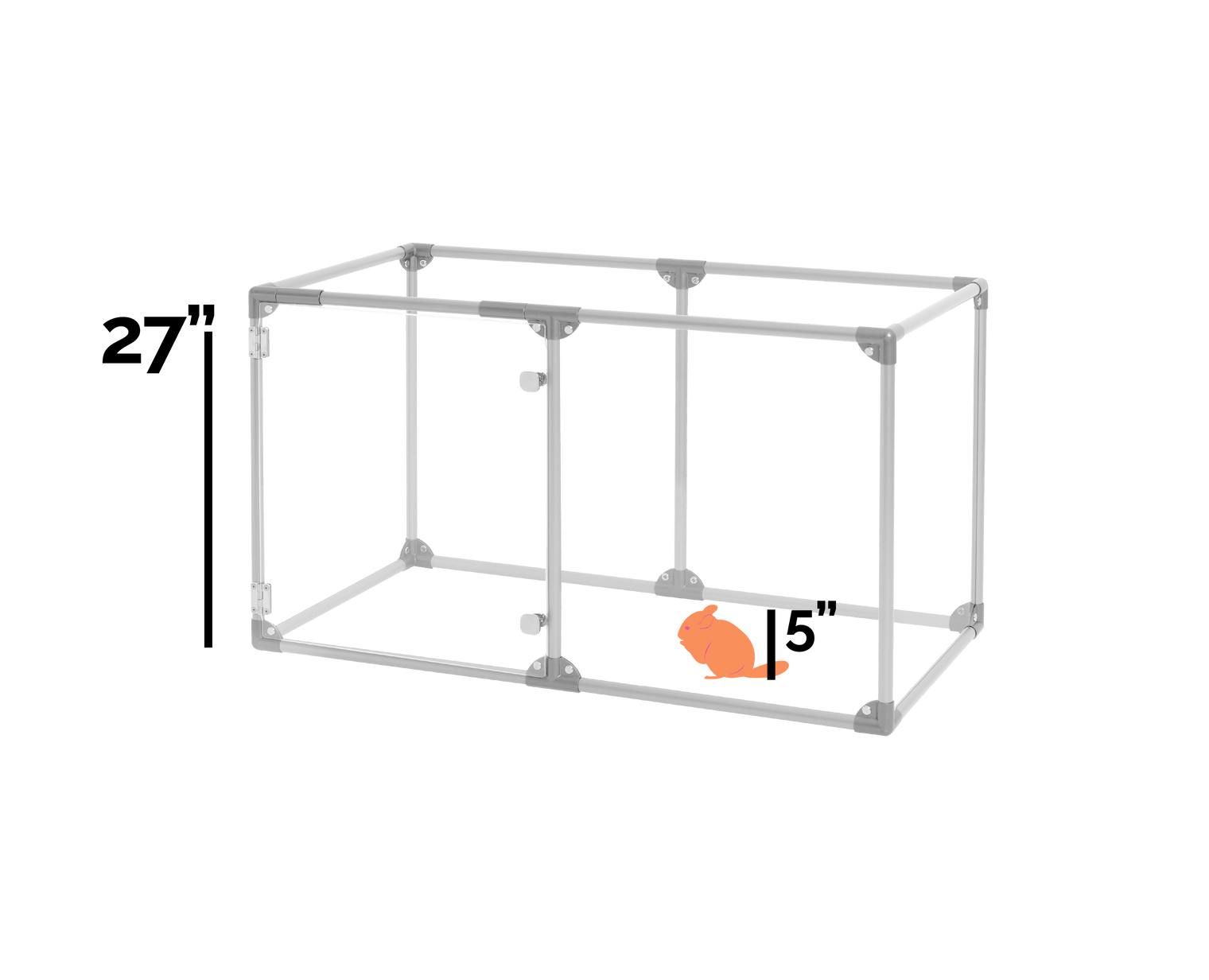 Small Lucidium pet pen showing dimensions and size relative to small mammal