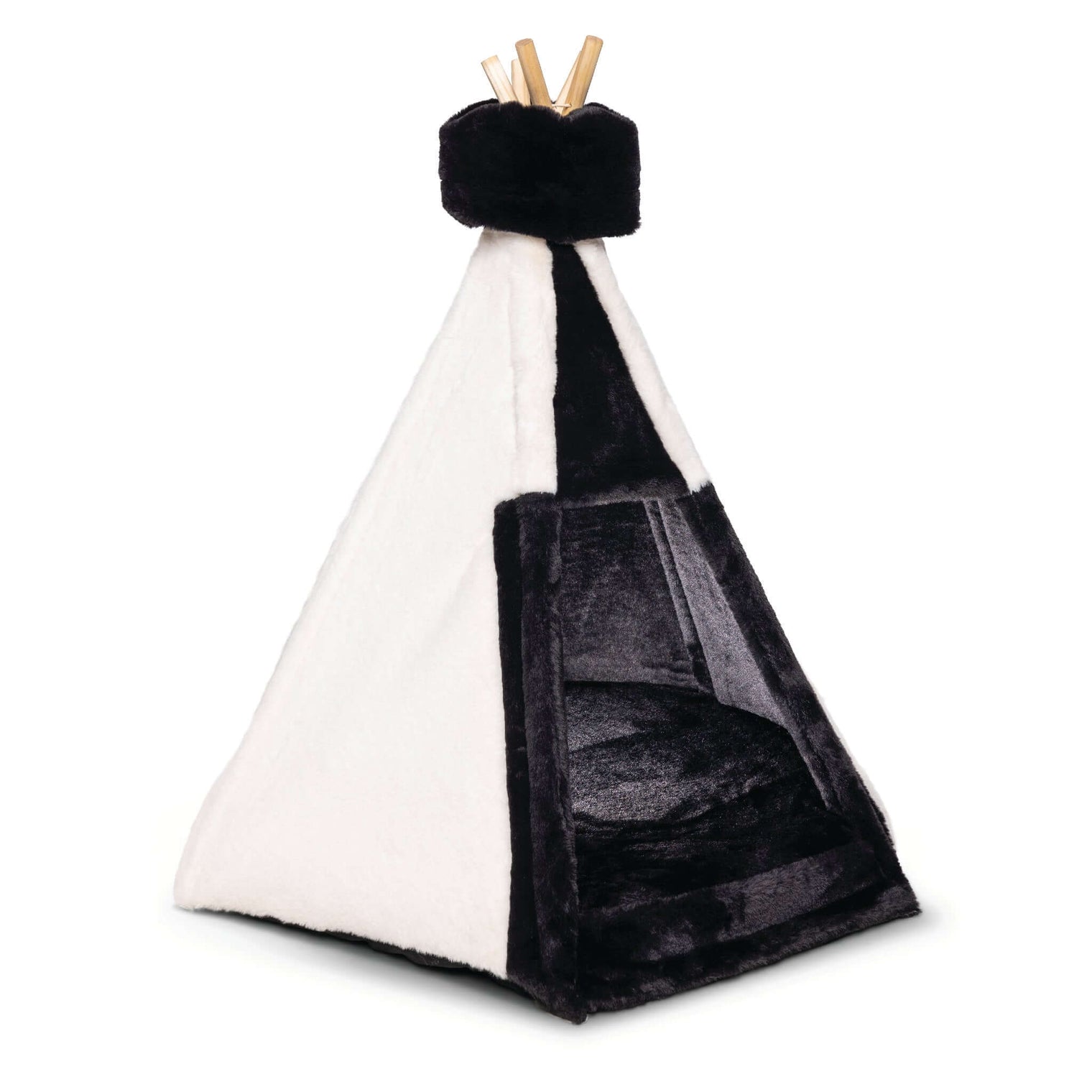 luxurious faux fur pet bed teepee with memory foam cushion