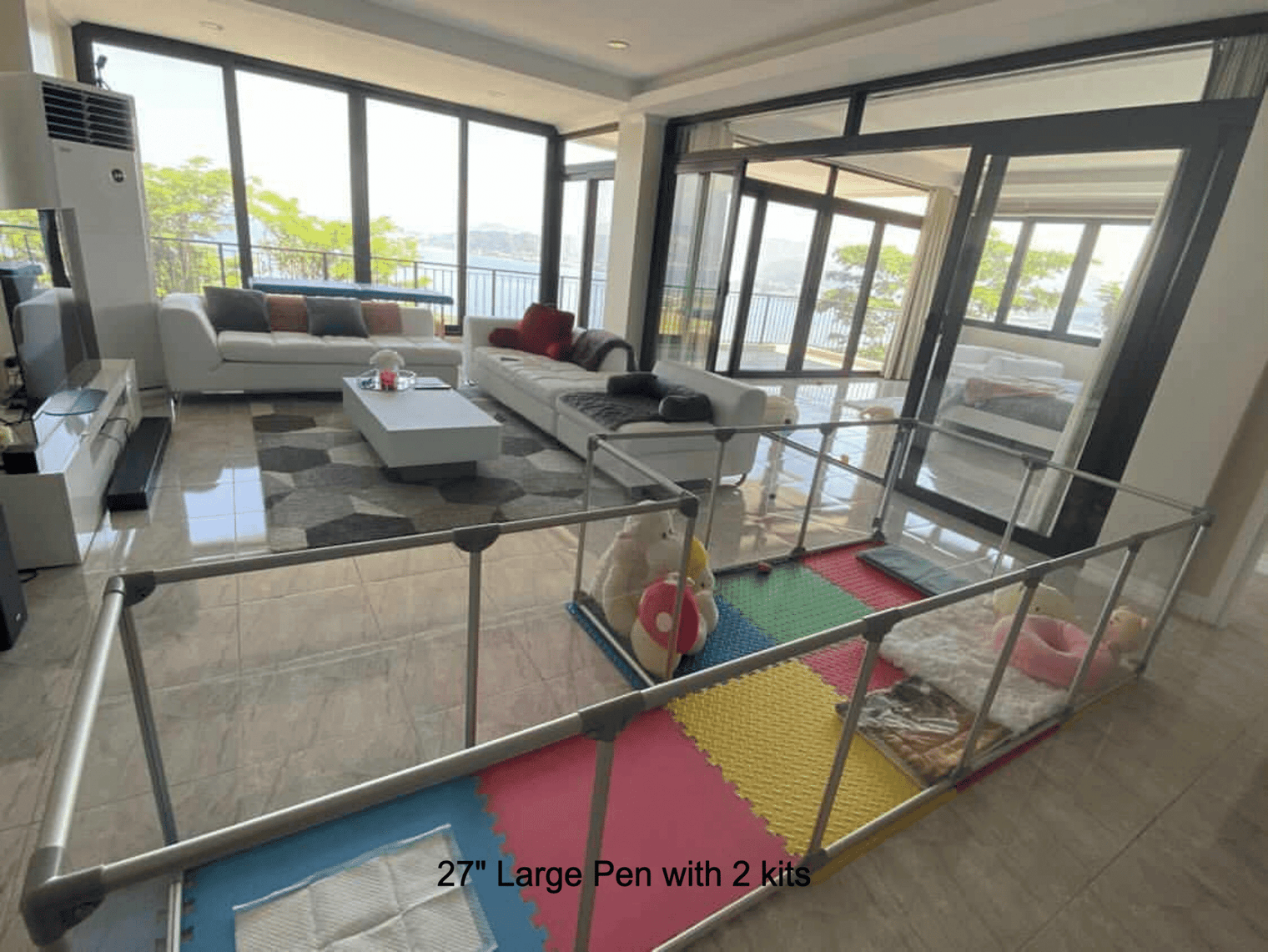 Large Lucidium Pen using 2 Universal Add-On Kits to make a very large playpen.